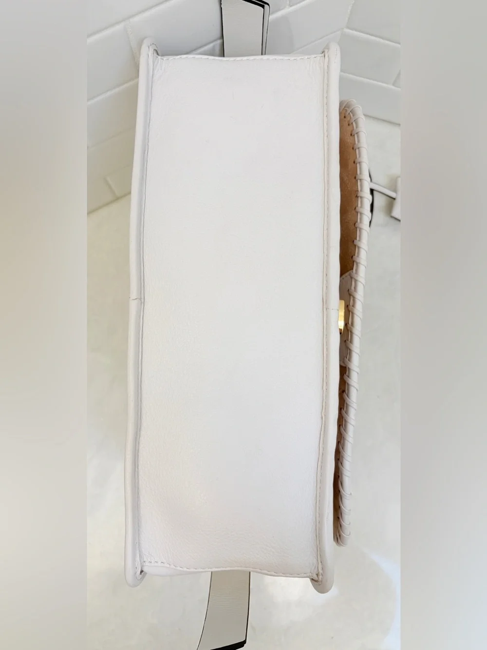 RADLEY LONDON Kentucky Derby 2022 Cording Street White Leather Grab Bag-EUC